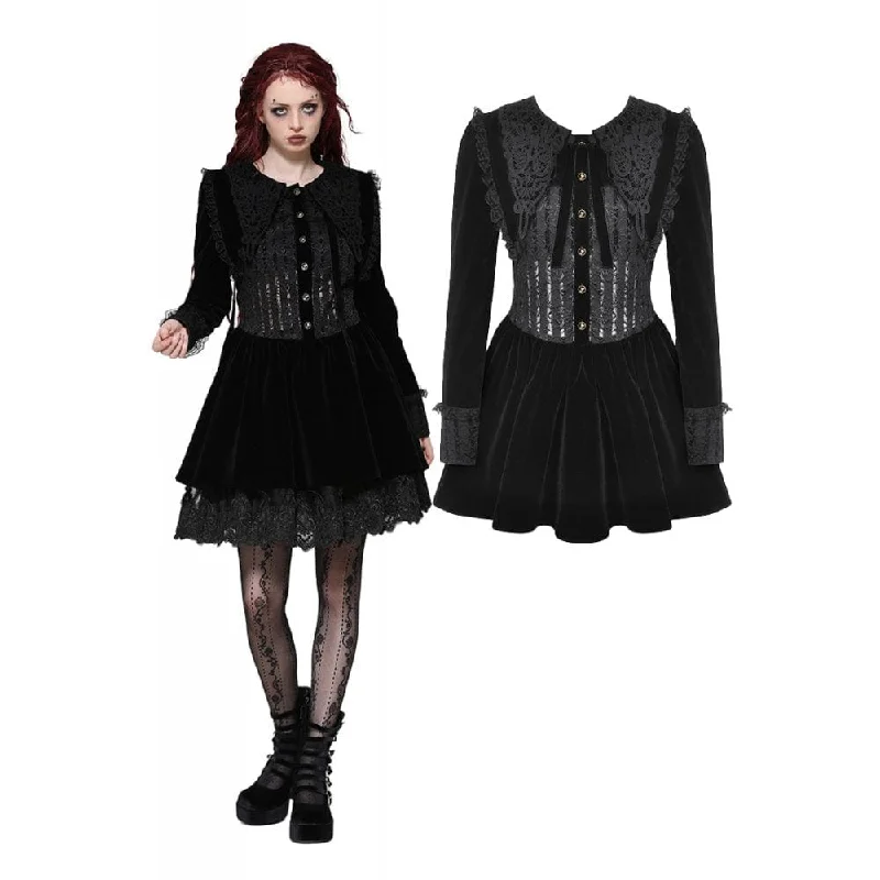 Women's Gothic Lace Velvet Short Dress