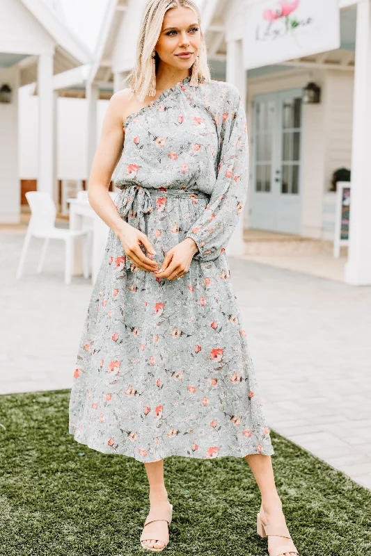 Form A Bond Sage Green Ditsy Floral Midi Dress