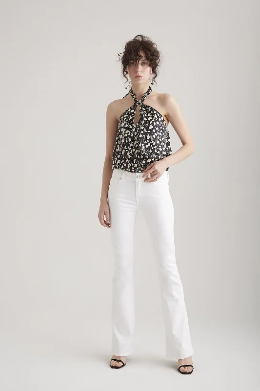 Laura Mid Waist 5 Pocket Full Pants White