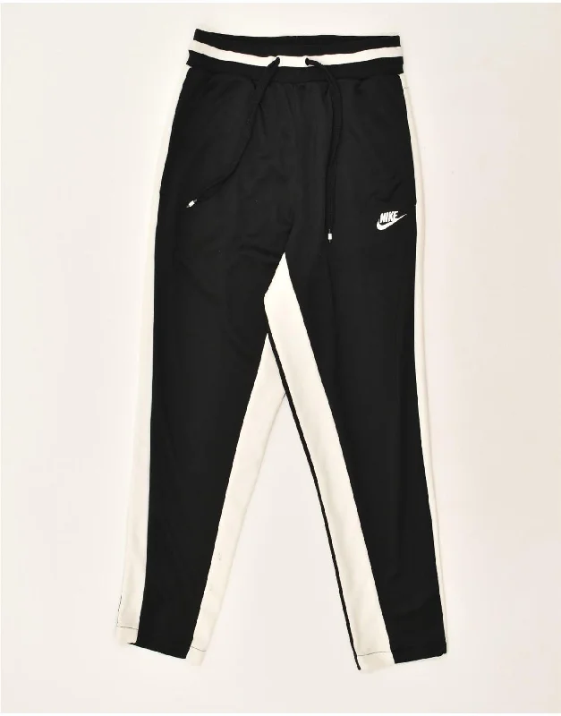 NIKE Womens Tracksuit Trousers UK 4 XS Black Colourblock Polyester