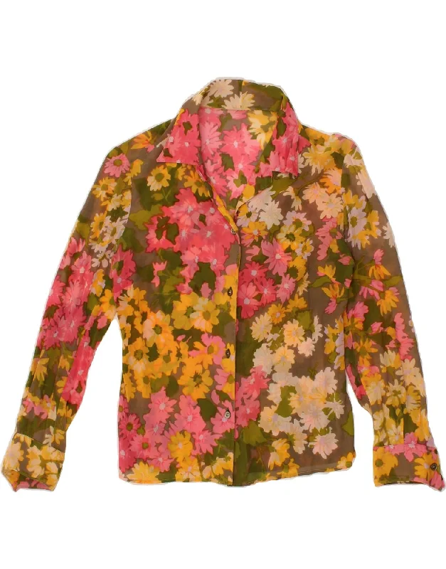 VINTAGE Womens Shirt Blouse IT 46 Large Multicoloured Floral