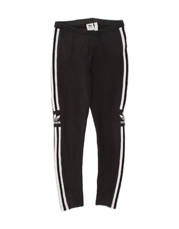 ADIDAS Womens Leggings UK 8 Small  Black Cotton