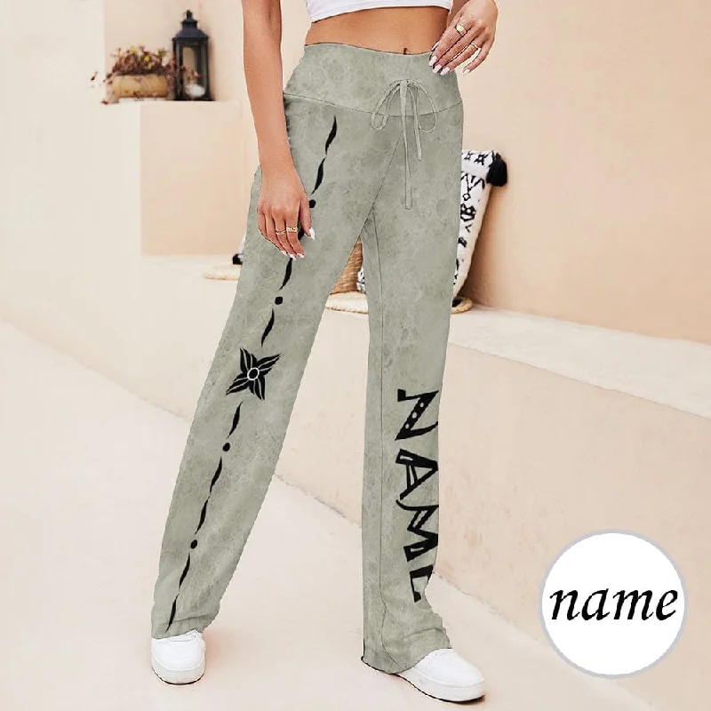 Custom Name Ripple Women's Straight-Leg Loose Comfy Drawstring Lounge Pants for Yoga Running Sporting