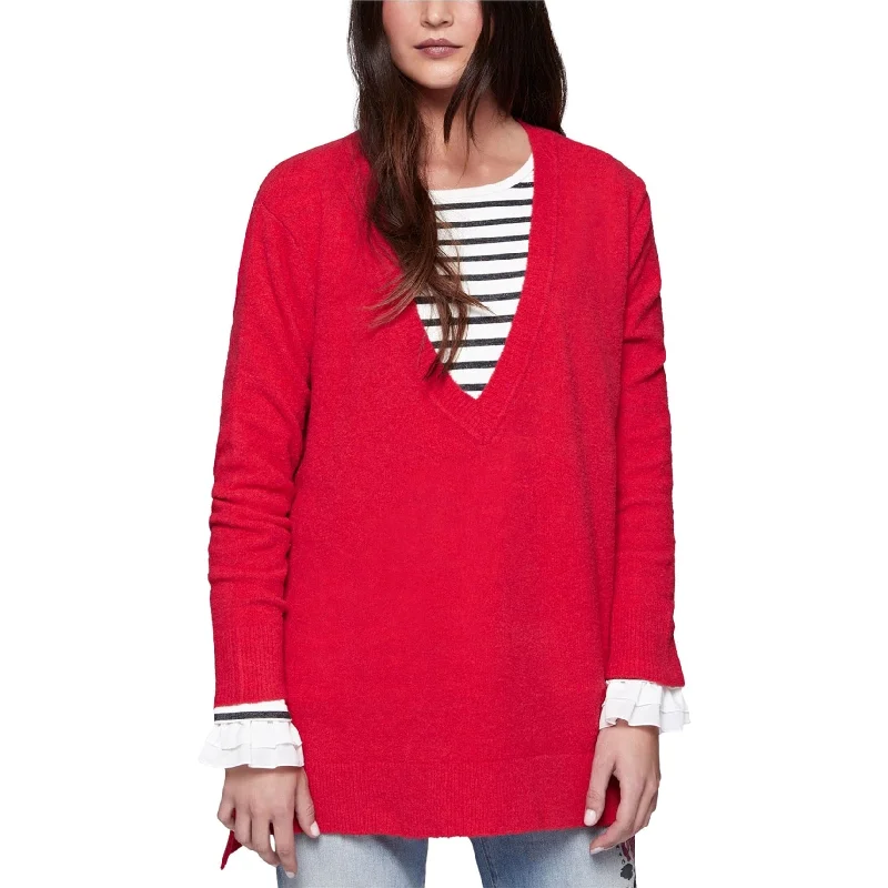 Sanctuary Clothing Womens Hi Low Tunic Sweater, Red, Small