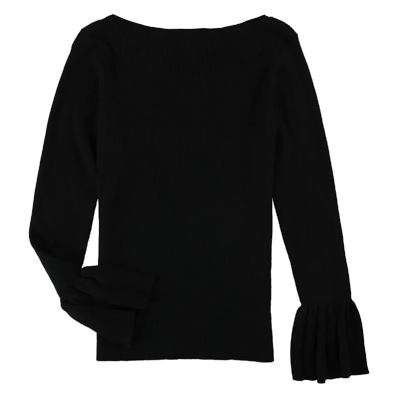 Ralph Lauren Womens Ruffled Pullover Sweater, Black, X-Small