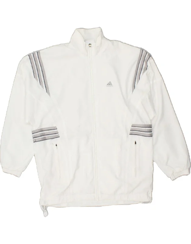 ADIDAS Womens Oversized Tracksuit Top Jacket UK 10 Small White Striped