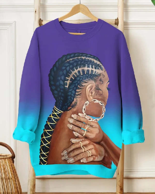 Gradient Braids Women Long Sleeve Sweatshirt