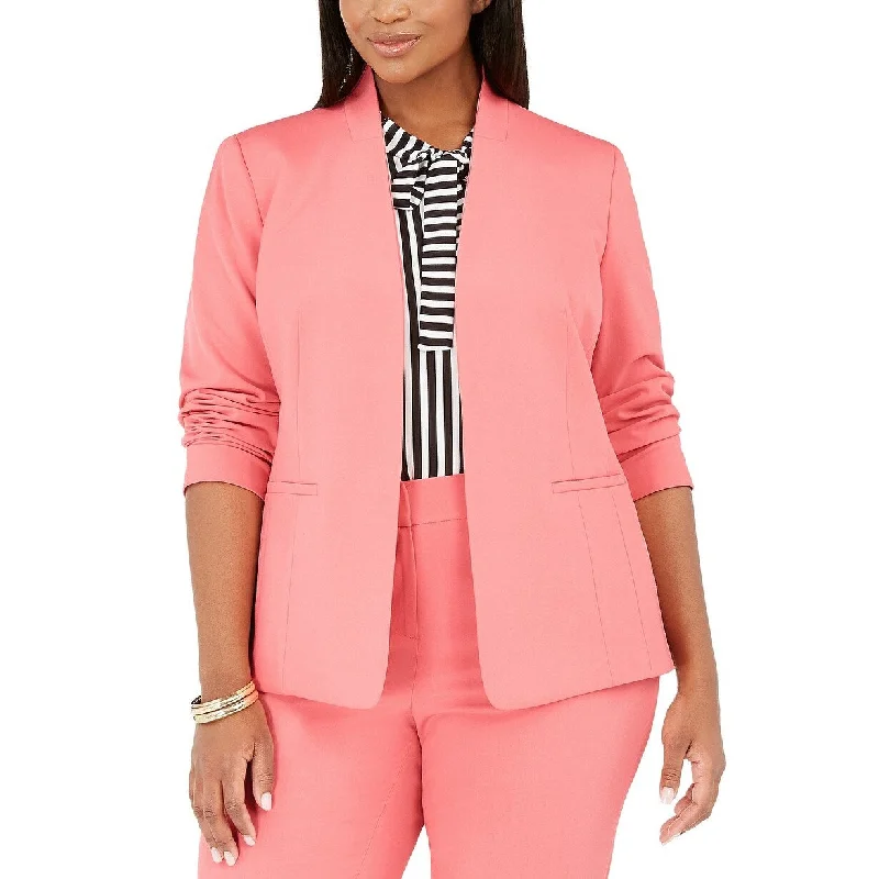 Bar III Women's Trendy Bi-Stretch Open-Front Blazer Pink Size 3X