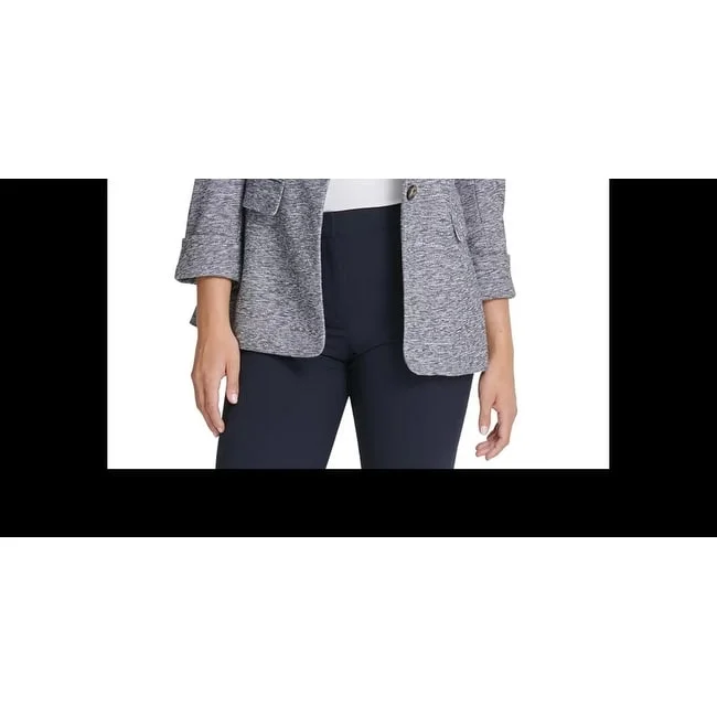 Dkny Women's Marled One-Button Blazer Blue Size 4