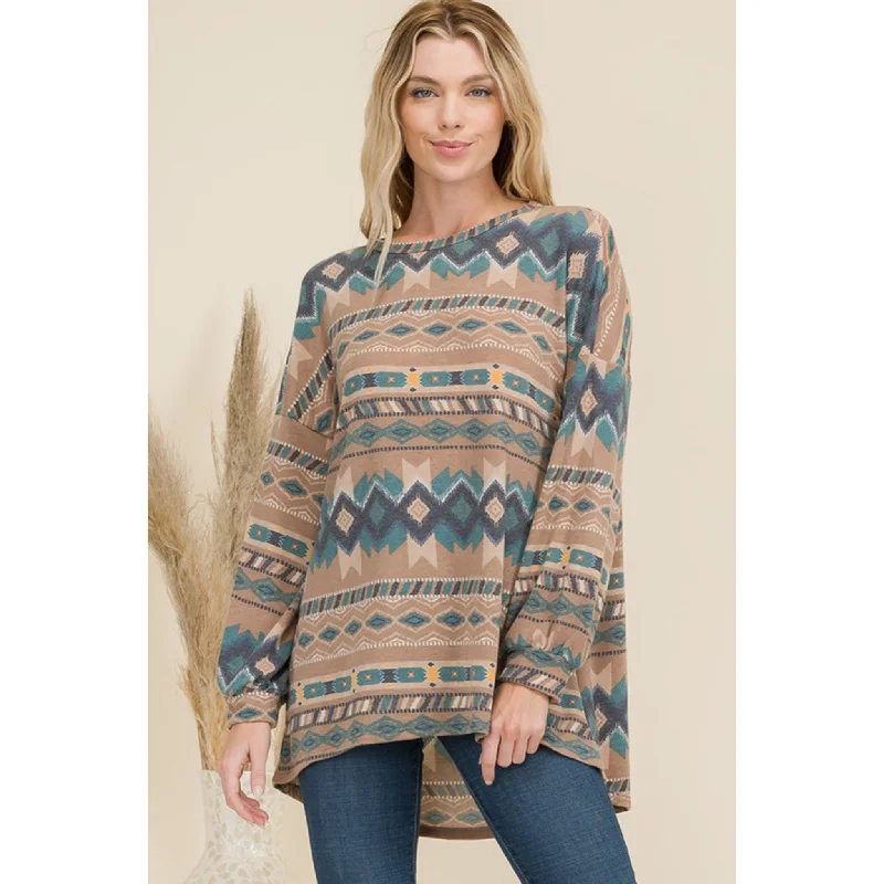 Mocha Aztec Print High-Low Top