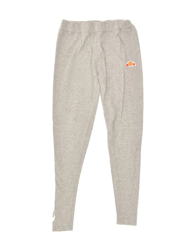 ELLESSE Womens Graphic Tracksuit Trousers UK 12 Medium Grey Cotton