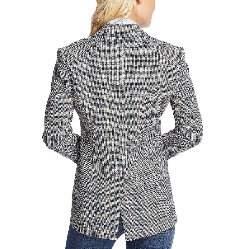 Cece Women's One Button Windsor Check Blazer Gray Size 8