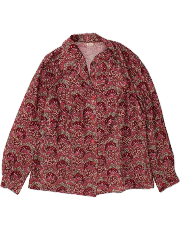 VINTAGE Womens Shirt Blouse UK 18 XL Burgundy Paisley