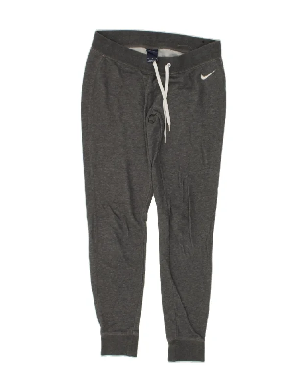 NIKE Womens Tracksuit Trousers Joggers UK 14 Medium Grey Cotton