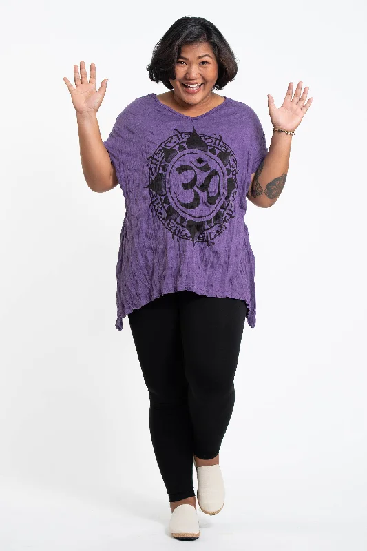 Womens Infinitee Om Loose V Neck T-Shirt in Purple