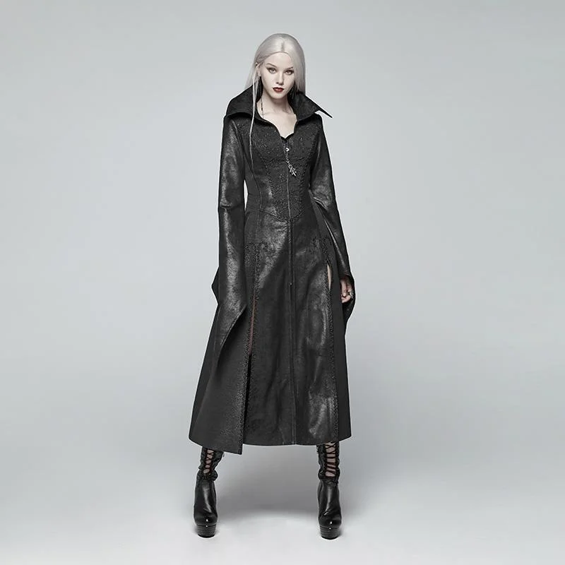 Women's Goth Witch Overcoat With Flare Sleeves