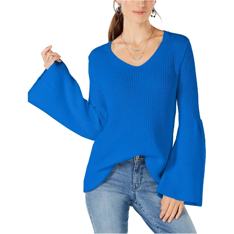 Style & Co. Womens Bell-Sleeve Knit Sweater, Blue, Medium