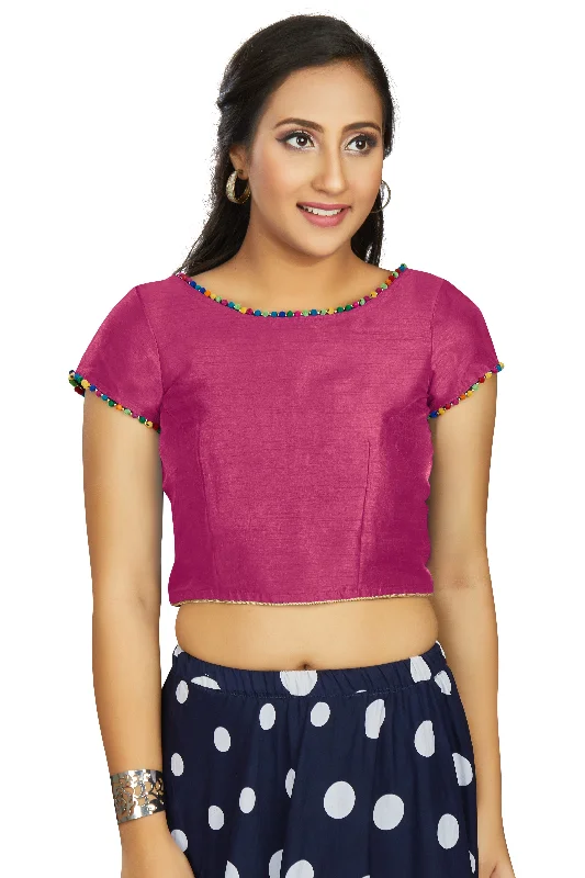 Women's Pink Art Silk Designer Party Wear Readymade Blouse  (Stitched ) - Aastha Fashion