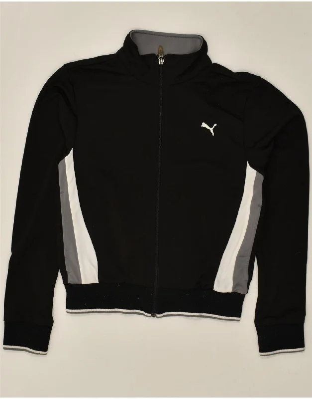 PUMA Womens Graphic Tracksuit Top Jacket UK 8 Small Black Colourblock