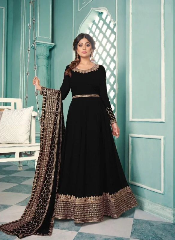 Black Fox Georgette Anarkali Suit with stone work