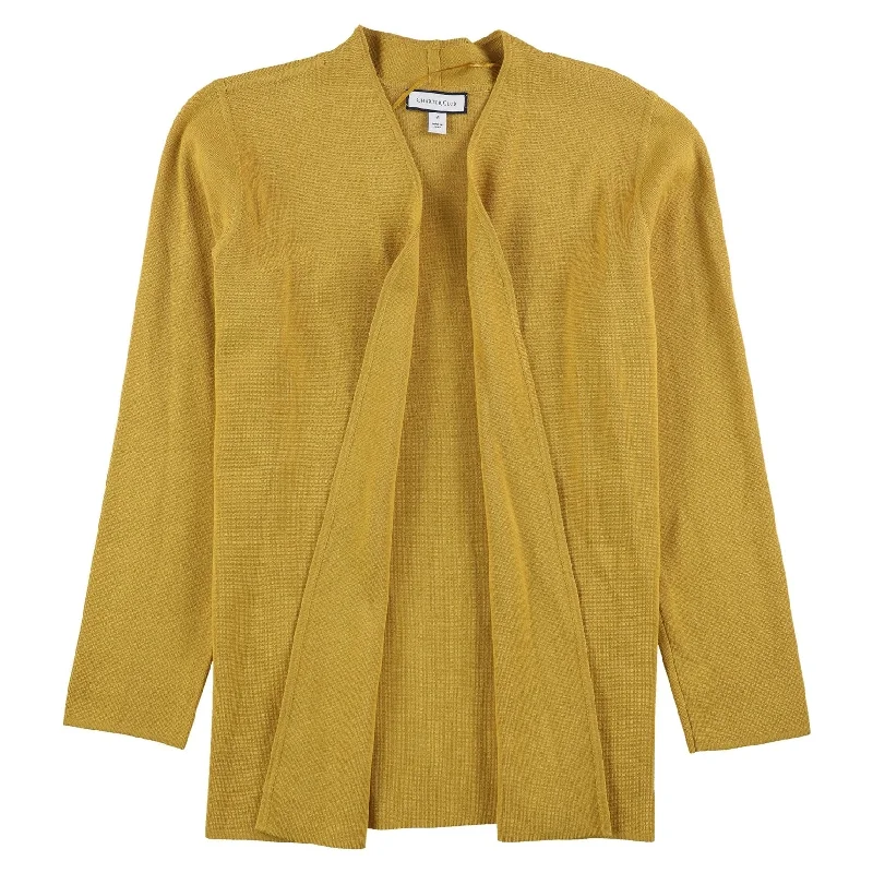 Charter Club Womens Solid Cardigan Sweater, Yellow, Medium