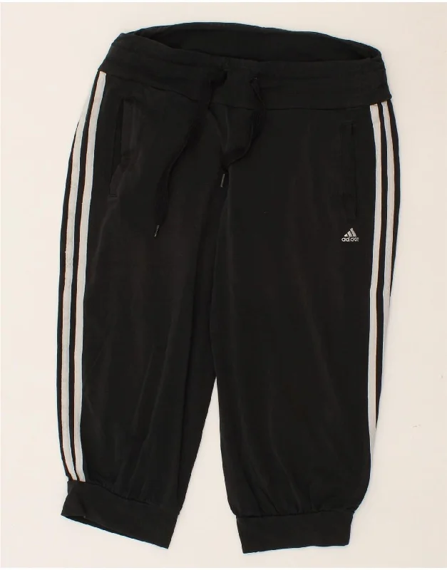 ADIDAS Womens Capri Tracksuit Trousers Joggers UK 8/10 Small Black Cotton