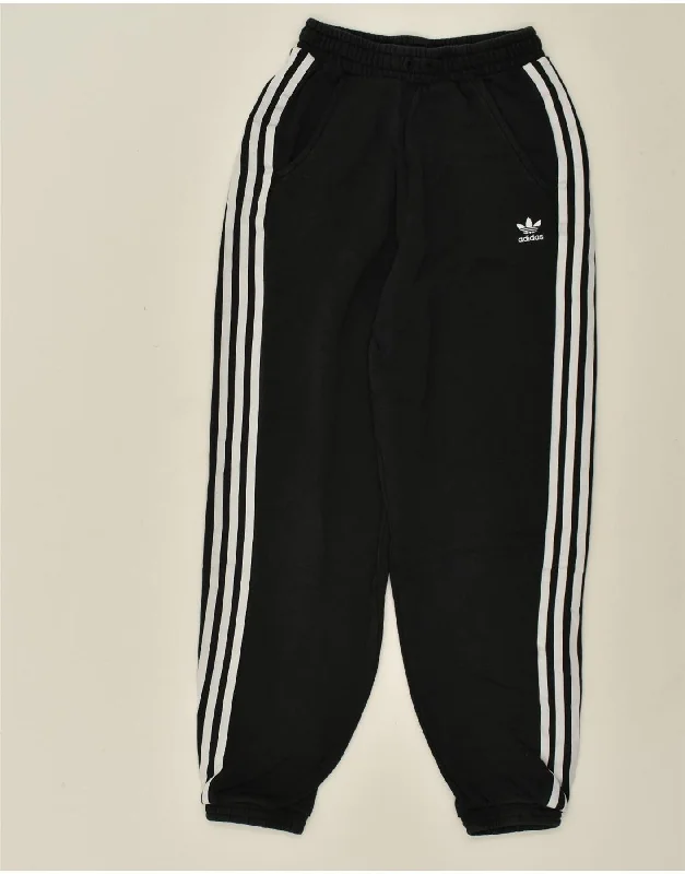 ADIDAS Womens Tracksuit Trousers Joggers UK 6 XS  Black Cotton