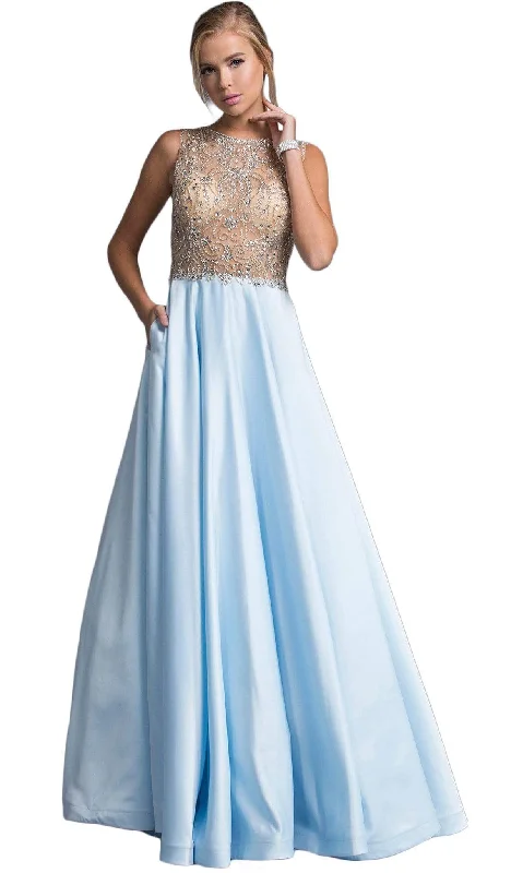 Aspeed Design - Bedazzled Illusion Jewel A-line Prom Dress