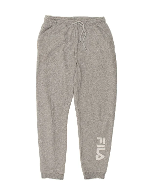 FILA Womens Graphic Tracksuit Trousers Joggers UK 10 Small Grey