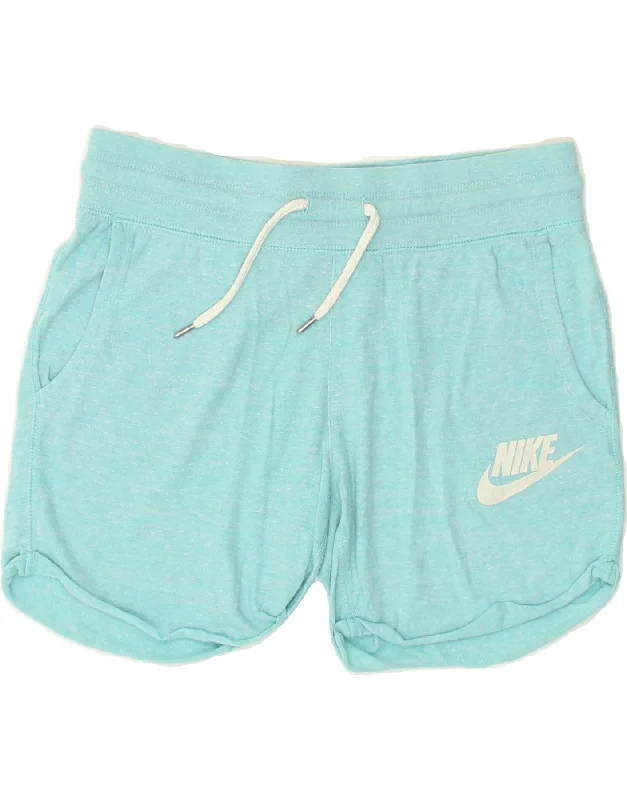 NIKE Womens Graphic Sport Shorts UK 10 Small Turquoise Flecked