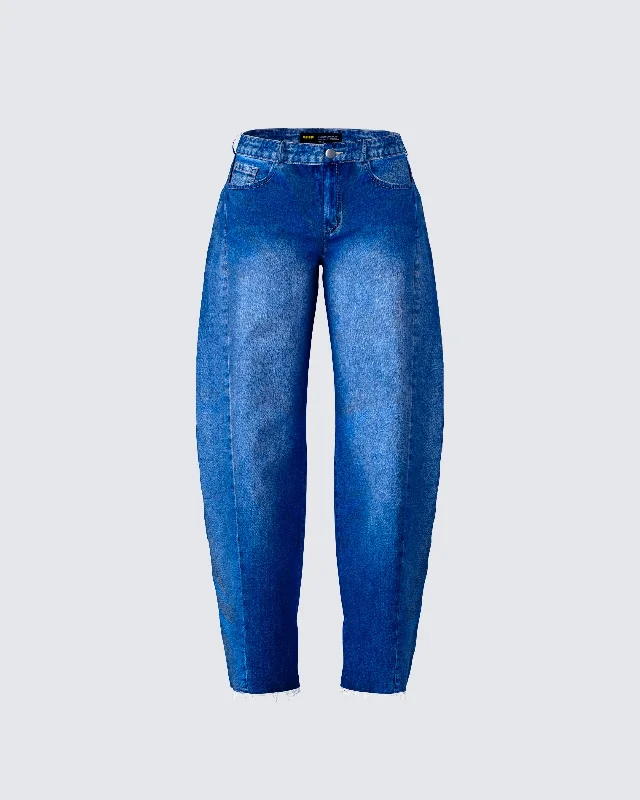 Amets Blue Denim  Barrel Leg Jean