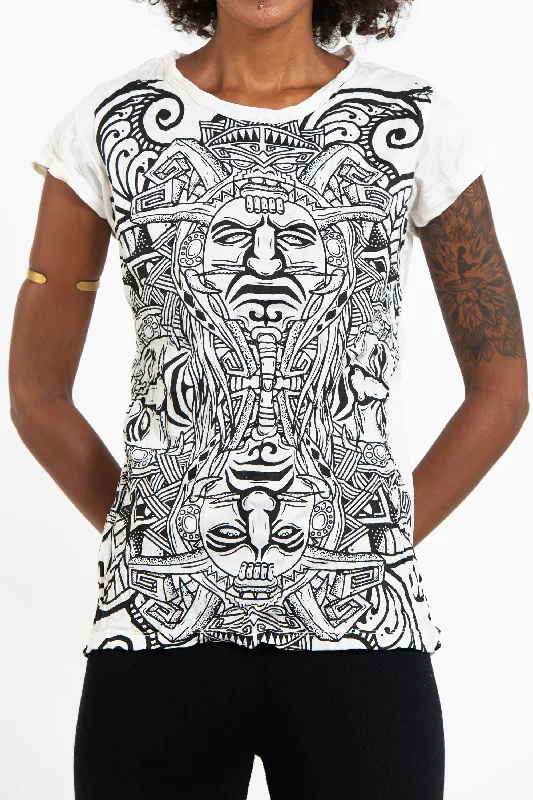 Womens Tribal Masks T-Shirt in White