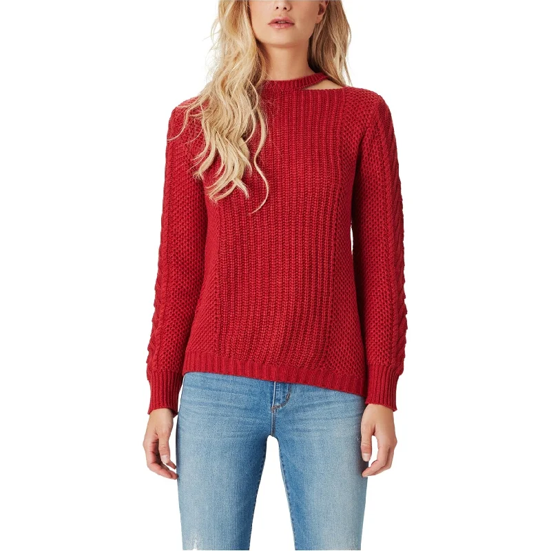 Jessica Simpson Womens Oasis Cutout Knit Sweater, Red, X-Large