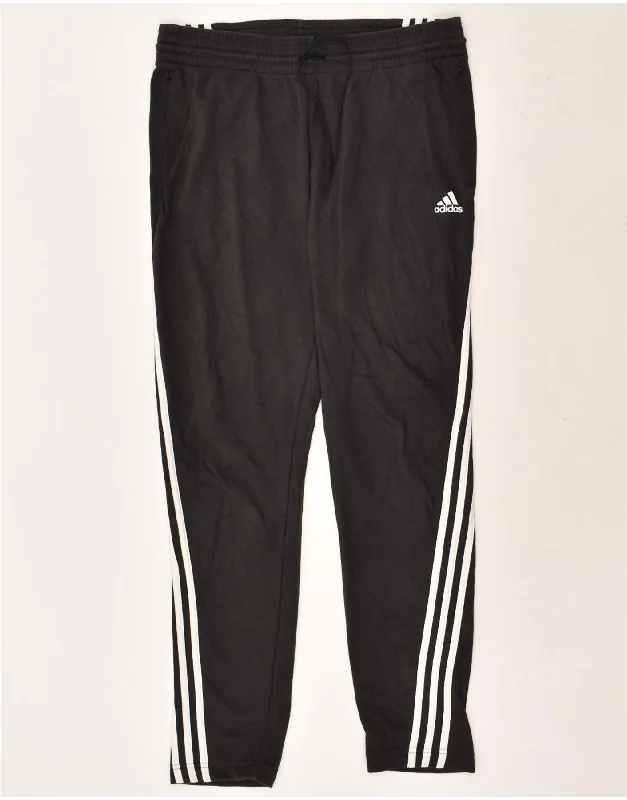 ADIDAS Womens Tracksuit Trousers UK 14 Large  Black Cotton