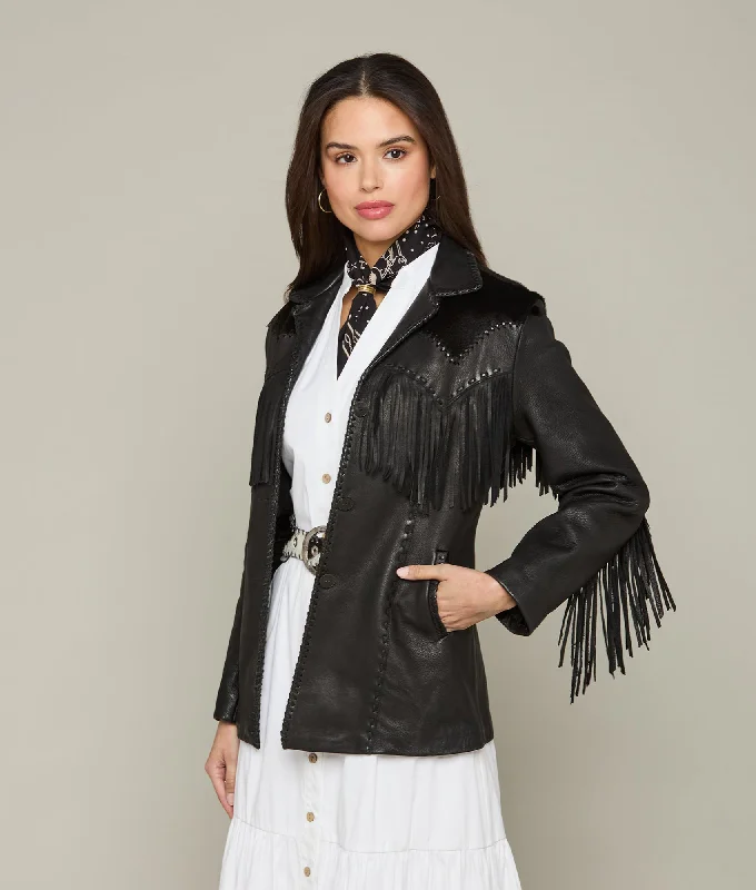 Hair-On Yoke Fringe Jacket :: Black