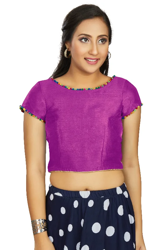 Women's Purple Art Silk Designer Party Wear Readymade Blouse  (Stitched ) - Aastha Fashion