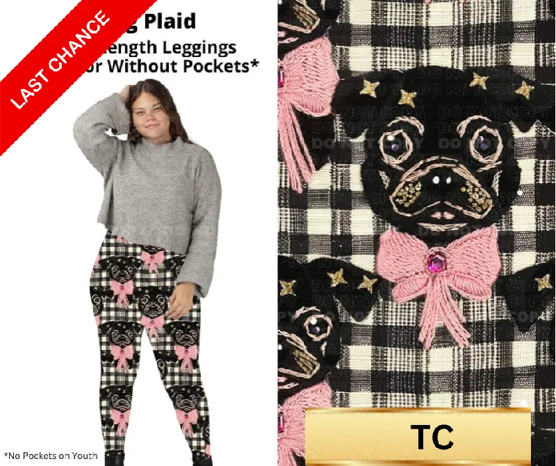 Pug Plaid Full Length Leggings w/ Pockets