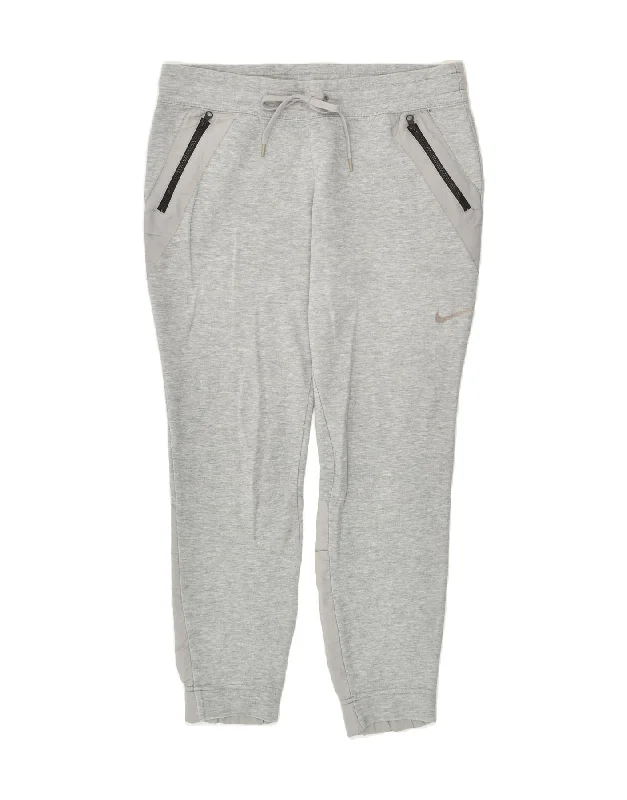 NIKE Womens Tracksuit Trousers Joggers UK 14 Medium Grey Cotton