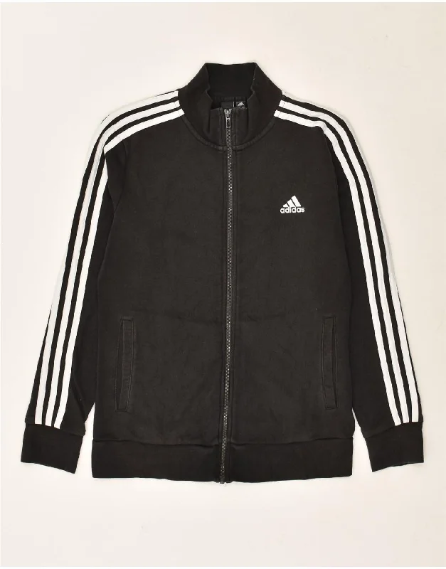 ADIDAS Womens Tracksuit Top Jacket UK 12/14 Medium Black Cotton