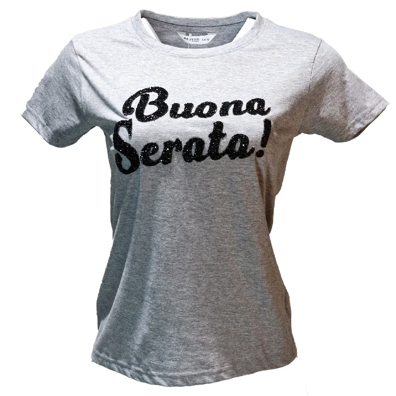 Charcoal Melange Bella Embellished Printed T Shirt