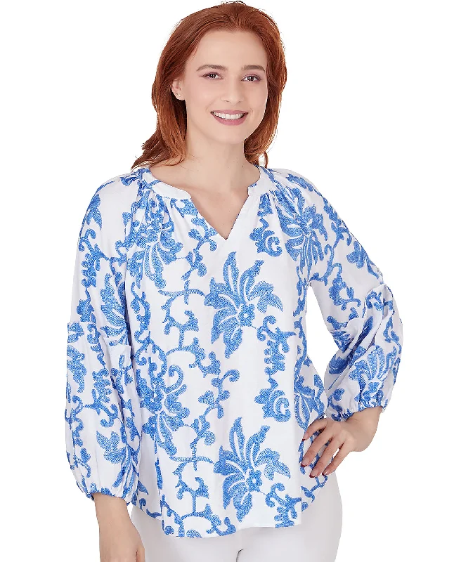 Petite Ruby Road Bali Blue Luxe Voile Top