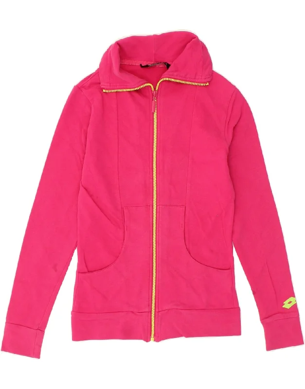 LOTTO Womens Tracksuit Top Jacket UK 6 XS Pink Cotton