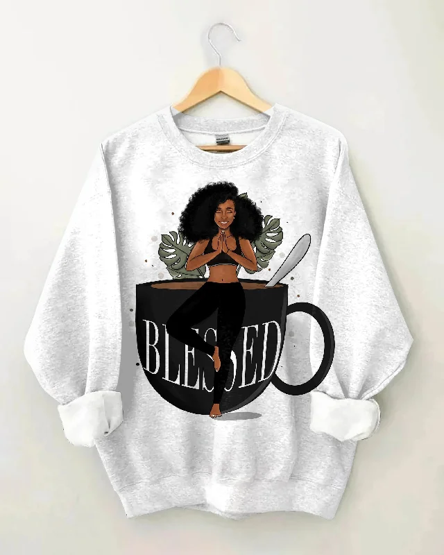 Blessed Curly Hair Yoga Girl Long Sleeve Sweatshirt