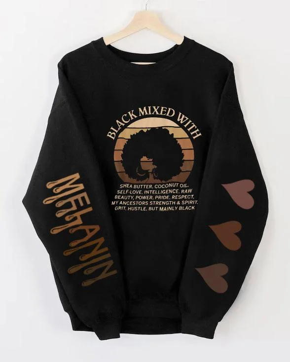 Black Melanin Girl Sweet Long Sleeve Sweatshirt