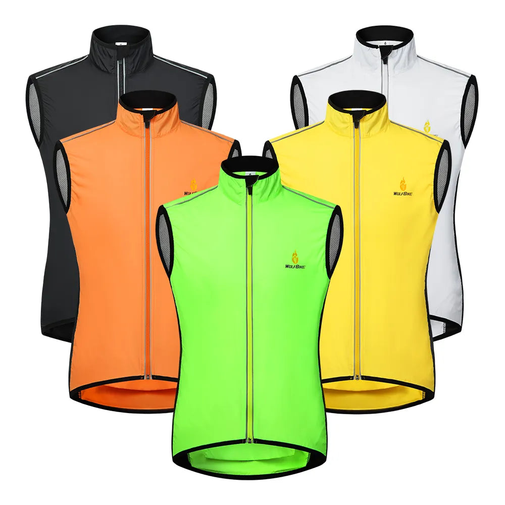 Men's Cycling Vest Wind Jacket Sleeveless Bicycle Gilet Black Lightweight Outdoor Windproof MTB Sports Wind Vest Mesh