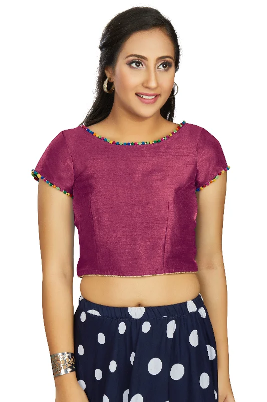 Women's Wine Art Silk Designer Party Wear Readymade Blouse  (Stitched ) - Aastha Fashion