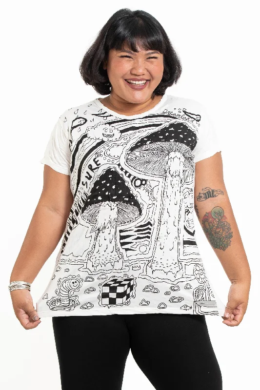 Plus Size Womens Magic Mushroom T-Shirt in White