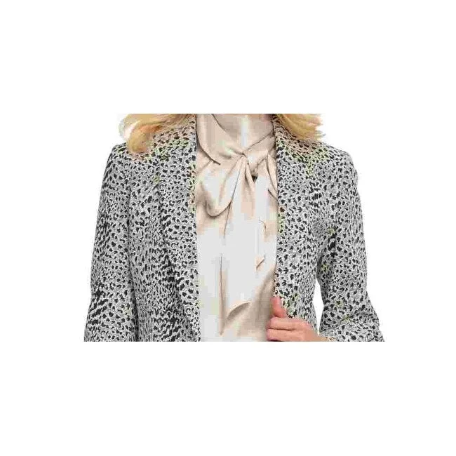 Dkny Women's Animal-Print Single-Button Blazer Grey/Black -Size 2