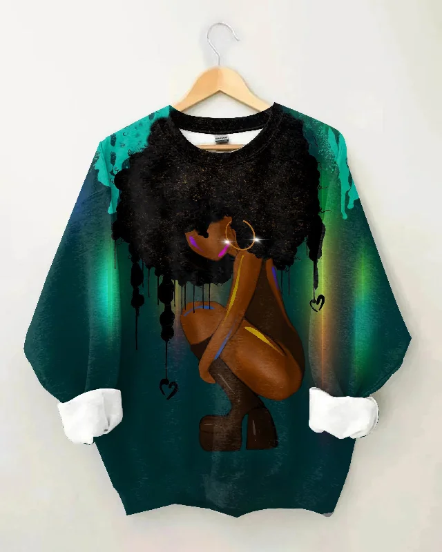 Electric Feeeelsss Afro Girl Long Sleeve Sweatshirt