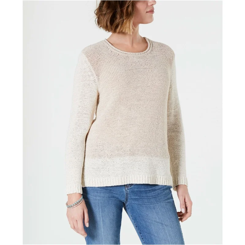 Style & Co. Womens Colorblock Knit Sweater, Beige, Large